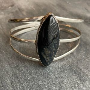 Black Tiger’s Eye Silver Bracelet Cuff